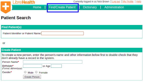 find or create a patient