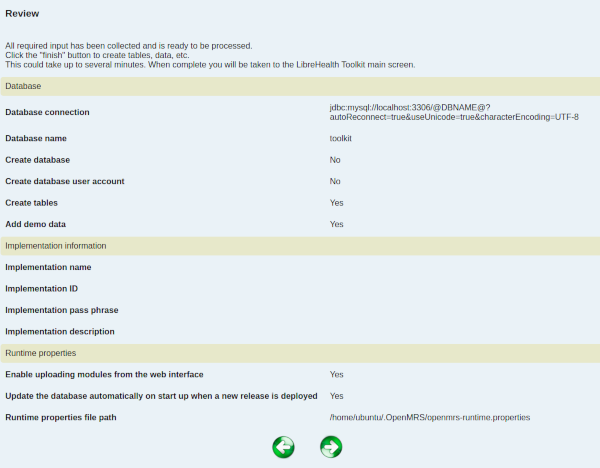 review of chosen settings