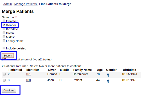 selecting patients to merge